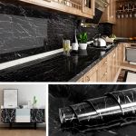 60CMx2M Self Adhesive Black Marble Sheet for Kitchen-Anti Oil and Heat Resistant Wallpaper