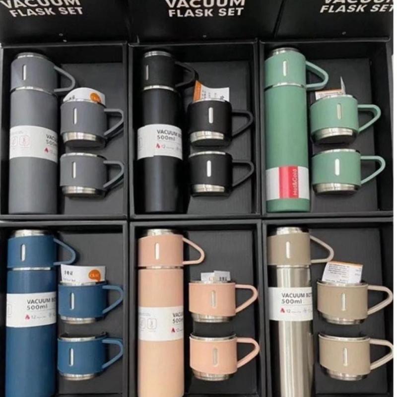 Vacuum Flask Set 500ml 12 Hour Lasting Hot & Cool 304 Steel Body