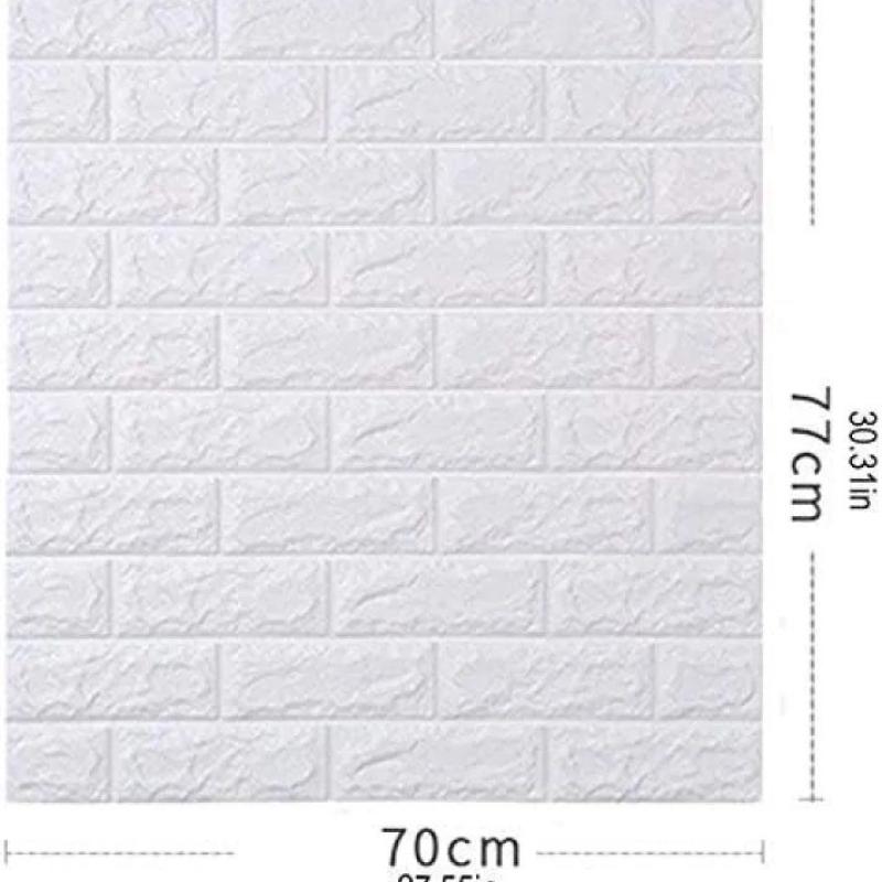 3D Brick Wall Stickers, Self Adhesive Wallpaper Foam Sheet, PE Foam High Quality Brick Wallpaper, Sofa Background Wall Décor, Peel and Stick 3D Art Wall Brick Room Panels for TV Walls – White – 70*77cm