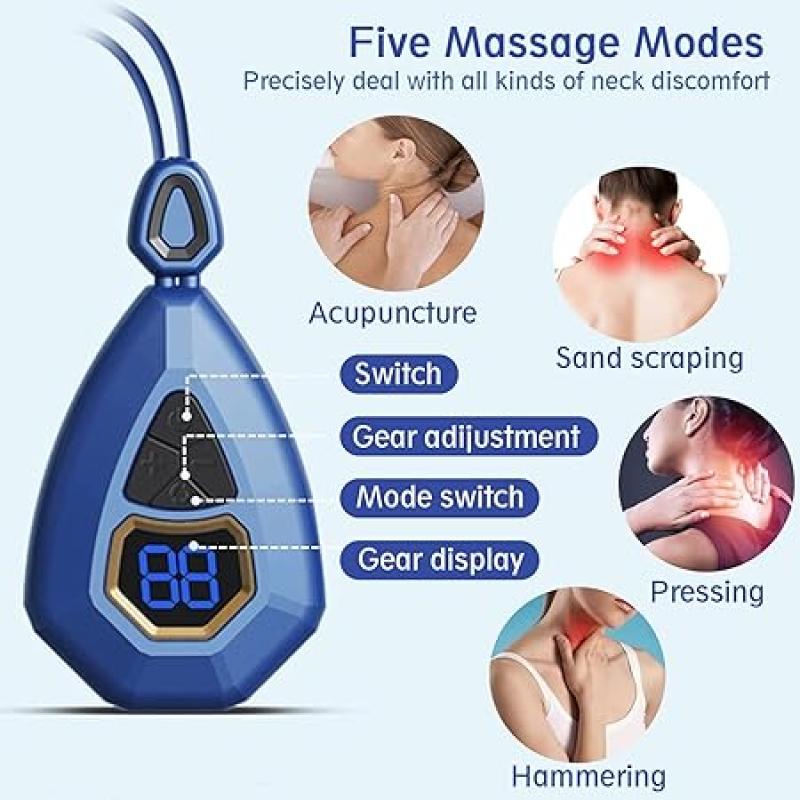 Smart Neck Massager EMS Plus Heating Electric Cervical Massager Shocker Heating Relieve Pain Massager Portable EMS Massager