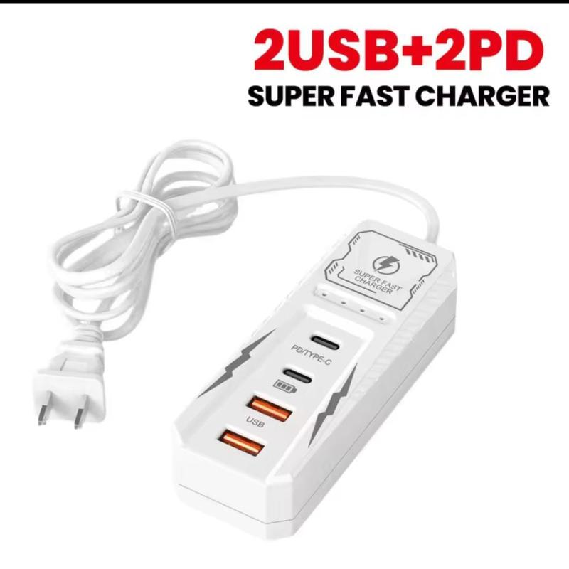 Charging Socket 2 USB  2 Type C Ports Power Strip Charger Station Splitter PD USB Charge Extension Electrical Socket