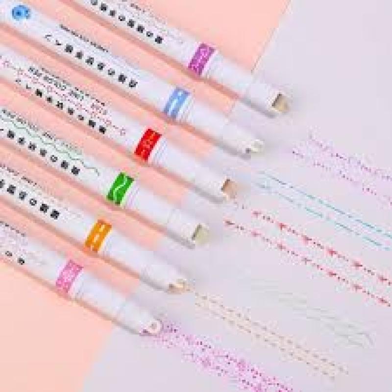 Pack Of6 Multi-colored Drawing Curve Pen Funny Pattern Outline Marker Pen Hand Copy Account Curve Pen Quick Dry Mark Notes Painting Highlighter DIY Card Marker Pens