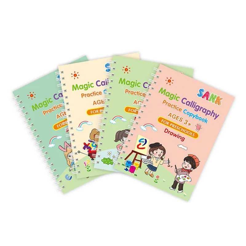 Magic Practice Copybook(4 BOOKS) , Magic Book For Montessori children Tracing Handwriting | First Learning Books for Kids | Preschool