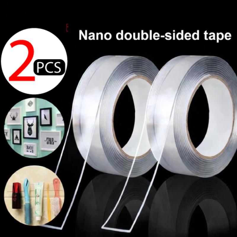Pack Of 2 Double Sided Tape for Walls Heavy Duty Removable Mounting Tape Strong Adhesive Washable and Reusable Tape Wall Tape for Picture Photo Carpet Decoration Poster Tape Roll