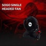 SOGO SINGLE HEADED FAN 12V SOGO Fan 12v 360°rotatable making the fan cover more area suitable for more people use Powerful wind to drive out hot air and bad smells out of cars and cool the sitting area very quickly
