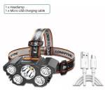 5 LED Headlight Flashlight Rechargeable Light with Flashing for Outdoor Climbing & Camping Ligh