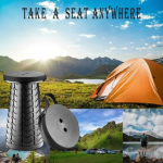 Portable Retractable Folding Stool Chair Latest Smart Outdoor Foldable Collapsible Lightweight Seat Chair Stool for Camping Traveling Picnic Car Easy to Carry Anywhere