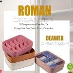 Roman Drawer Organizer 10 Compartment Storage Box for Ties Socks and Accessories