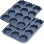 Silicone Muffin Baking Pan & Large Cupcake Tray 12 Cup - Nonstick Cake Molds/Tin, Silicon Bakeware, BPA Free, Dishwasher & Microwave Safe