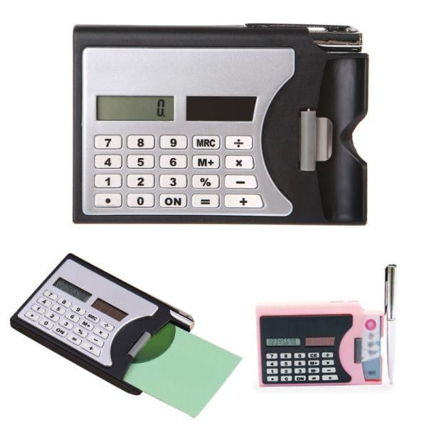 Solar Calculator Business Card Holder Ball Point Pen 3 In 1 Portable 8 Digit  Calculator