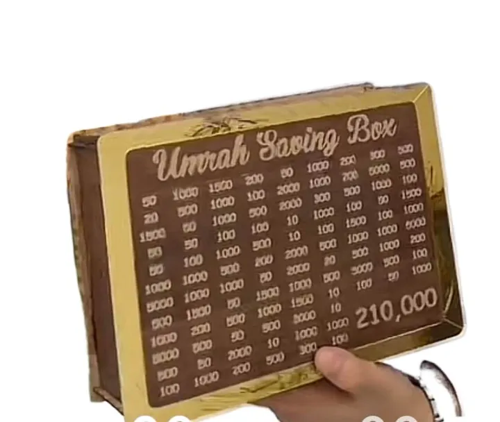 Umrah Savings Box 280 Days Wooden Money Saving Jar for Hajj Umrah Islamic Halal Savings Plan Daily Pilgrimage Tracker Gift for Muslims Eid Ramadan Savings Box