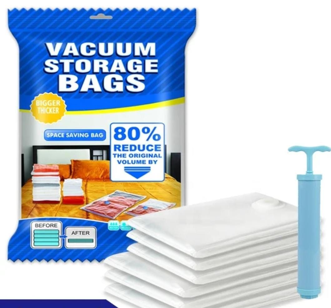 Vacuum Storage Bags 5 Bag And 1 Suction Pump for Travel Space Saver