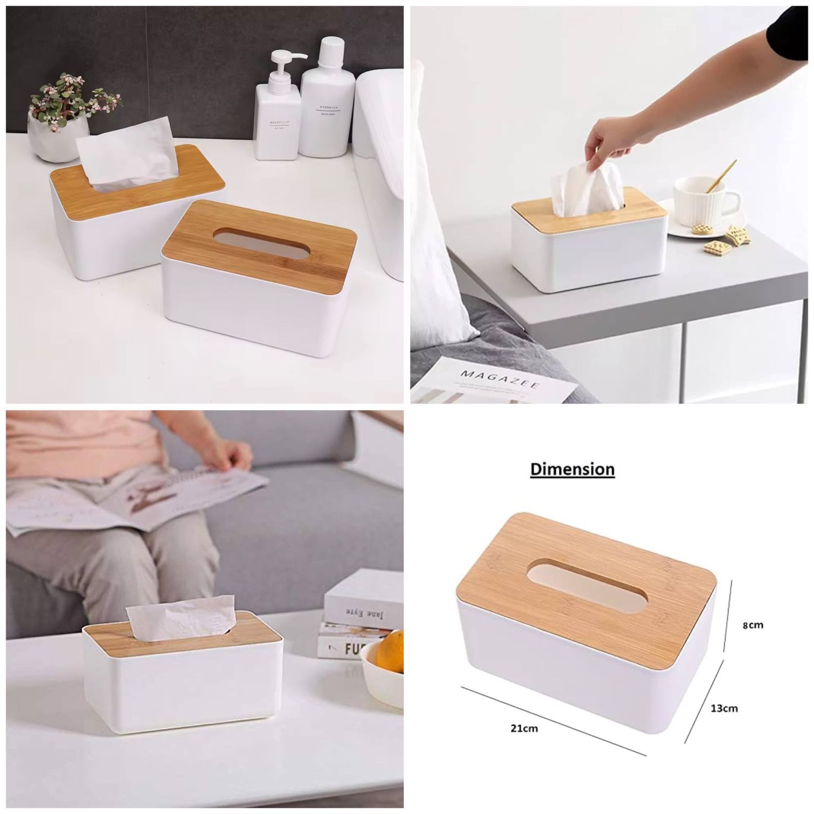 Wooden Cover Plastic Tissue Box